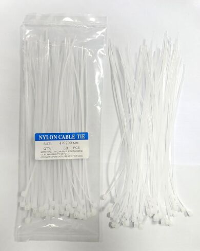 أربطة كبل بسحاب، 50 قطعة من أربطة سلك النايلون و100 قطعة من أربطة بسحاب من الفولاذ المقاوم للصدأ 304، أربطة كبل ذاتية القفل متعددة الأغراض مقاس 8 بوصة للآلات والمركبات والمنزل والمكتب والحديقة والسياج الخارجي in Kuwait