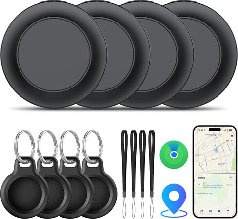 Air Tracker 4 Pack, Smart Bluetooth Tracker for Apple Find My (iOS Only), IP67 Waterproof Tracker with Keychain, Item Finder and GPS Finder for Keys, Luggage, Wallet, etc, Replaceable Battery in Saudi Arabia