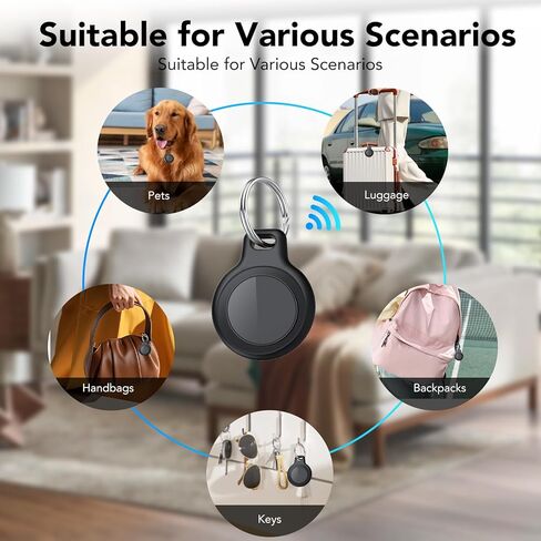 Air Tracker 4 Pack, Smart Bluetooth Tracker for Apple Find My (iOS Only), IP67 Waterproof Tracker with Keychain, Item Finder and GPS Finder for Keys, Luggage, Wallet, etc, Replaceable Battery in Saudi Arabia