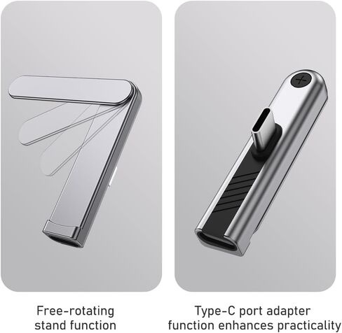 محول شحن بزاوية يمنى 360 درجة من Aurioen USB-C مع حامل هاتف، شحن فقط بدون نقل بيانات، متوافق مع الهاتف الخليوي والكمبيوتر اللوحي والكمبيوتر المحمول (عبوة واحدة) in Kuwait