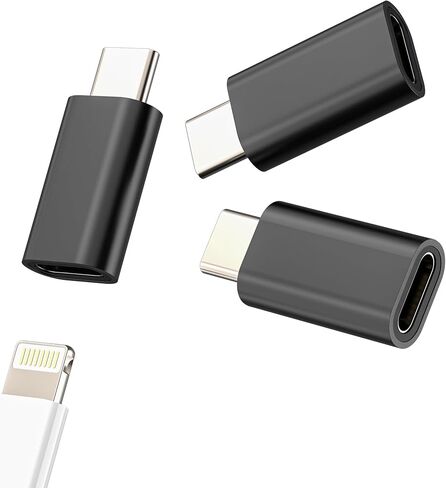 Lightning Female to USB C Male (3pack) for iPhone 16 15 Pro Max محول كابل الإضاءة لجهاز iPad Type C محول شاحن متوافق مع ملحقات موصل شحن سامسونج in Kuwait