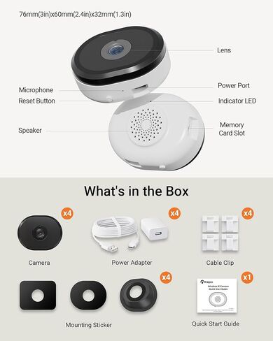 Anlapus 3MP 2K Magnetic Window Camera, 4x Window Security Camera with AI Detection, 2.4G/5G WiFi Indoor Camera for Home Security, Color Night Vision, Adjustable Angle Tilt Mount, US-Only Cloud Storage in Kuwait