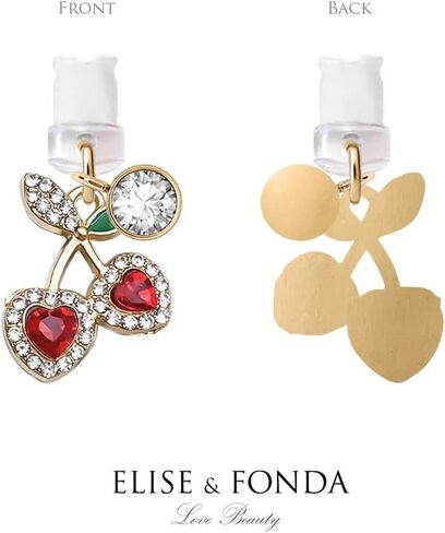 ELISE & FONDA CP665 منفذ شحن USB مضاد للغبار، قابس هاتف كريستال صغير الكرز لهاتف iPhone 14/13/12/11/ XS MAX/XR/X/8 Plus/7/6S/8/SE iPad iPod (أحمر) in Kuwait
