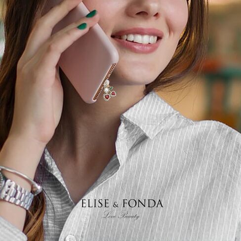 ELISE & FONDA CP665 منفذ شحن USB مضاد للغبار، قابس هاتف كريستال صغير الكرز لهاتف iPhone 14/13/12/11/ XS MAX/XR/X/8 Plus/7/6S/8/SE iPad iPod (أحمر) in Kuwait