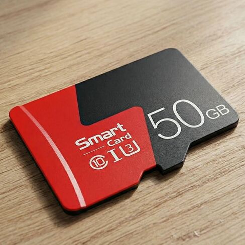 بطاقة ذاكرة MicroSD سعة 50 جيجابايت مع محول، A1، C10، U1، قراءة بسرعة 150 ميجابايت/ثانية لكاميرات Dashcams والهواتف اللوحية والكاميرات الأمنية، فيديو عالي الدقة بالكامل، أسود in Kuwait