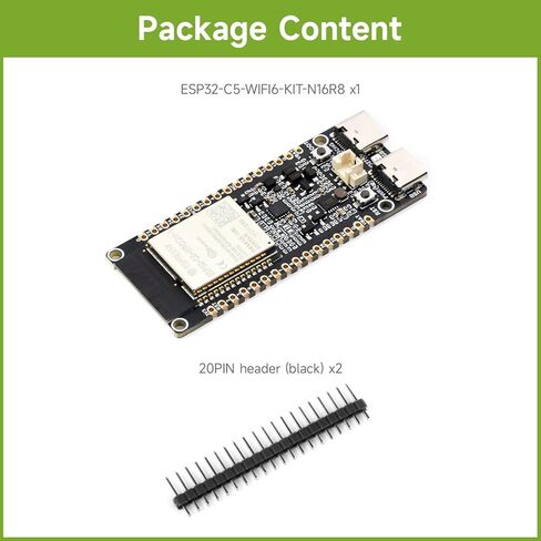 Waveshare ESP32-C5 لوحة تطوير Wi-Fi 6 ثنائية النطاق، معالج RISC-V بسرعة 240 ميجاهرتز، وحدة سلسلة ESP32-C5-WROOM-1، RISC-V MCU متعدد البروتوكولات، ذاكرة PSRAM 8 ميجابكسل in Kuwait