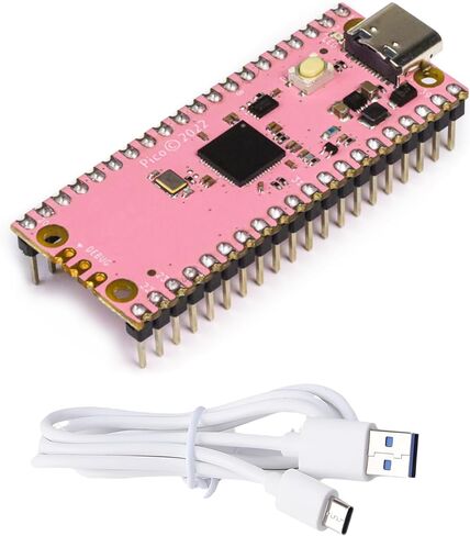 2 حزمة USB-C Pi Pico، ملحومة مسبقًا مع رؤوس، لمسة نهائية ENIG، لوحة تحكم دقيقة متوافقة مع Raspberry Pi Pico RP2040، مع كابل USB A-C، لون وردي in Kuwait