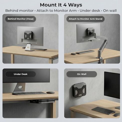 Mount Only for Mac Mini Mount M1 M2 M2 Pro 2011–2023, Wall and Under Desk Mount, Attach to Monitor Arm and VESA Mount Behind Monitor 75×75 100×100, wr Cable Ties, Metal Bracket, Space-Saving Design in Kuwait