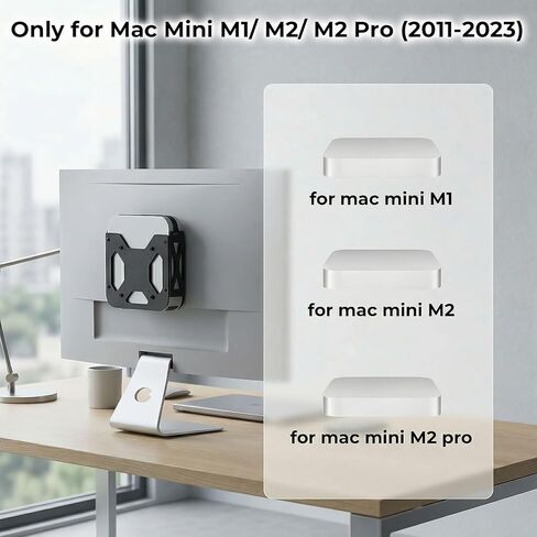 Mount Only for Mac Mini Mount M1 M2 M2 Pro 2011–2023, Wall and Under Desk Mount, Attach to Monitor Arm and VESA Mount Behind Monitor 75×75 100×100, wr Cable Ties, Metal Bracket, Space-Saving Design in Kuwait