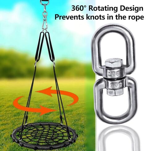 Heavy Duty 304-Stainless Steel Double Eye Swivel, Swivel Ring Double Ended with Snap Hooks for Web Tree Swing, Rotating Hammock, Swing Spinner Hanger, Swivel Carabiner (M8, 2+1) in Saudi Arabia
