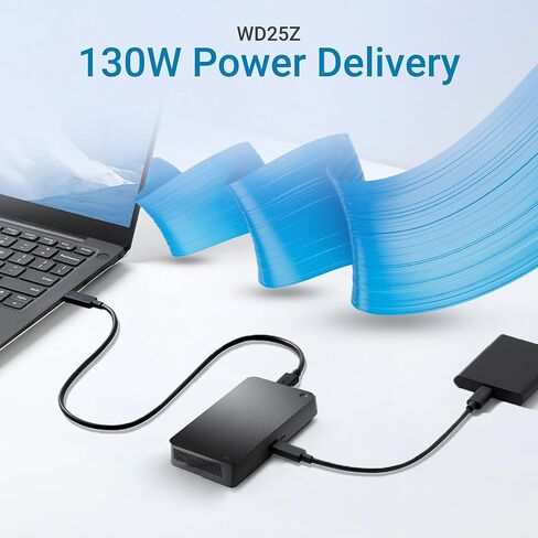 WD25Z Pro Dock USB-C Docking Station - 130W Power Delivery, 2.5GbE Ethernet, 4K/6K Quad Monitor Support, HDMI 2.1, DisplayPort 1.4, 6 USB Ports -Latitude, Precision, XPS Compatible (180W Adapter) in Kuwait