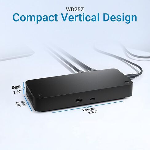 WD25Z Pro Dock USB-C Docking Station - 130W Power Delivery, 2.5GbE Ethernet, 4K/6K Quad Monitor Support, HDMI 2.1, DisplayPort 1.4, 6 USB Ports -Latitude, Precision, XPS Compatible (180W Adapter) in Kuwait