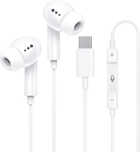 [معتمدة من Apple MFi] سماعات رأس USB C لهاتف iPhone 17 16 15 Pro Max، سماعات أذن سلكية مع ميكروفون وتحكم في مستوى الصوت، سماعات أذن من النوع C داخل الأذن لأجهزة iPad Pro/Air، Galaxy S25 26 Ultra، Pixel 9، MacBook in Kuwait