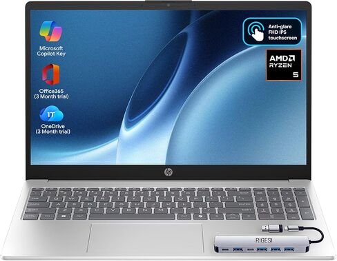 كمبيوتر محمول HP بشاشة لمس FHD مقاس 15.6 بوصة - AMD Ryzen 5 7520U (Beats i7-1165G7)، ذاكرة الوصول العشوائي DDR5 سعة 8 جيجابايت، SSD 256 جيجابايت، تجربة Office 365 لمدة 3 أشهر، Windows 11 Pro، WiFi 6، كاميرا عالية الدقة - مع قاعدة إرساء متضمنة in Kuwait