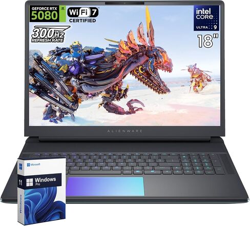 كمبيوتر محمول Dell Alienware 18 Area-51 للألعاب، NVIDIA GeForce RTX 5080، Intel Ultra 9 275HX (حتى 5.4 جيجا هرتز)، 64 جيجا DDR5، 1 تيرابايت SSD، Wi-Fi 7، شاشة 18 بوصة 300 هرتز، كاميرا ويب FHD، Windows 11 Pro، Copilot in Kuwait