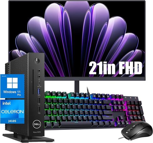 كمبيوتر سطح المكتب صغير الحجم Dell Wyse 5070 مع شاشة FHD مقاس 21.5 بوصة، وأجهزة كمبيوتر Windows 11 Pro، وIntel Celeron J4105، وذاكرة وصول عشوائي 8 جيجابايت، ومحرك أقراص SSD سعة 256 جيجابايت، وماوس ولوحة مفاتيح، وUSB WiFi، وبلوتوث (متجدد) in Kuwait