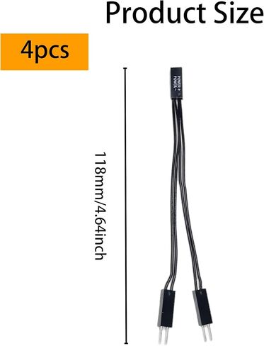 4Pcs 4.64 Inch 2 Pin Single Female to Dual Male Adapter for PC Motherboard Jumper Splitter, Power Switch, Reset Switch, and HDD LED Connections in Saudi Arabia