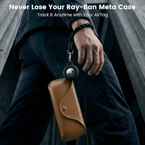 متوافق مع Apple AirTag لحافظة النظارات الذكية Ray-Ban Meta، حامل لاصق مع سلسلة مفاتيح بحزام المعصم، متتبع مضاد لفقدان النظارات وحافظة النظارات الشمسية in Kuwait