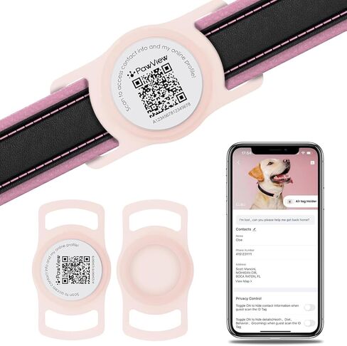 for Airtag Dog Collar Holder with QR ID Tag, Glow in the Dark, Fluorescent Waterproof Silicone for Airtag Case for Dog Collars, Scan for Instant Alert, Emergency Contact, Pet Profile (Blue) in Saudi Arabia