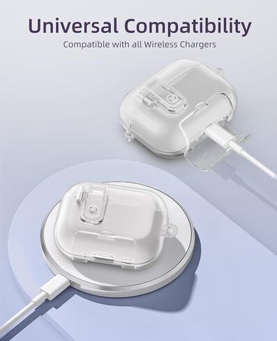 حافظة TiMOVO لجهاز AirPods Pro 3 (2025) مع قفل آمن، مضاد للتلطخ، غطاء شفاف ناعم من مادة TPU لجهاز Apple AirPod Pro الجيل الثالث مع وظيفة حامل الهاتف، مجموعة تنظيف وسلسلة مفاتيح، شفاف in Kuwait