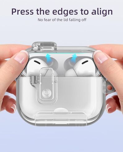 حافظة TiMOVO لجهاز AirPods Pro 3 (2025) مع قفل آمن، مضاد للتلطخ، غطاء شفاف ناعم من مادة TPU لجهاز Apple AirPod Pro الجيل الثالث مع وظيفة حامل الهاتف، مجموعة تنظيف وسلسلة مفاتيح، شفاف in Kuwait