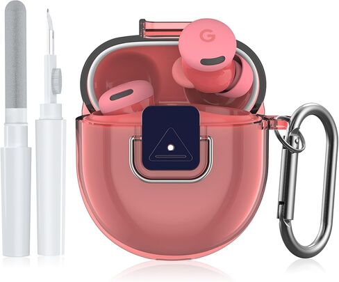 حافظة BEARDDO لهاتف Google Pixel Buds 2a، غطاء شفاف من مادة TPU مع قفل آمن، حافظة جلدية واقية مقاومة للصدمات لهاتف Google Pixel Buds 2a 2025 مع سلسلة مفاتيح ومجموعة تنظيف للفتيات والأولاد (أرجواني شفاف) in Kuwait