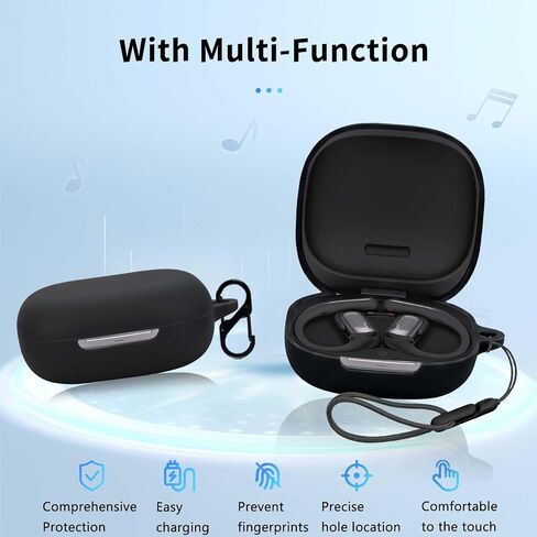 غطاء حافظة NOUKAJU for Shokz OpenFit Pro، غطاء واقي لسماعات الأذن (مع حلقة تسلق + حبل قصير + قلم تنظيف) مقاوم للسقوط، مقاوم للخدش، مقاوم للصدمات، جراب لجهاز Shokz OpenFit Pro (أسود) in Kuwait