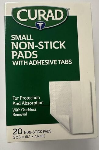 Curad Small Non-Stick Pads With Adhesive Tabs 2 Inches X 3 Inches 20 Each (Pack of 2) in Saudi Arabia