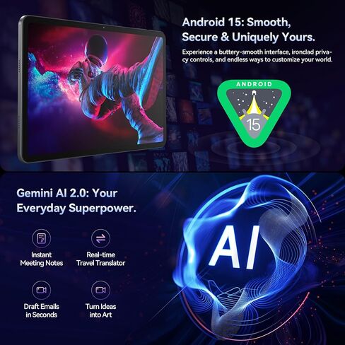 تابلت ANTEMPER Android 15 مقاس 12 بوصة للألعاب، شاشة عرض 2K FHD، Helio G99 ثماني النواة، ذاكرة وصول عشوائي 16 جيجابايت، ذاكرة تخزين داخلية 256 جيجابايت (توسيع 1 تيرابايت)، كاميرا مزدوجة 21 ميجابكسل، Widevine L1، 8000 مللي أمبير/جي بي إس/5 جيجا واي فاي، رم in Kuwait