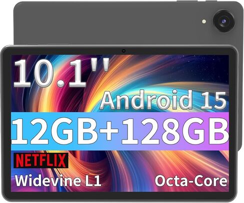 تابلت ECOPAD Android 15، أجهزة لوحية 10.1 بوصة مع معالج ثماني النواة، شاشة HD IPS، ذاكرة وصول عشوائي 12 جيجابايت + ذاكرة تخزين داخلية 128 جيجابايت، دعم توسيع 1 تيرابايت، واي فاي ثنائي النطاق، BT 5.0، شحن سريع 18 وات وبطارية طويلة الأمد، أسود in Kuwait