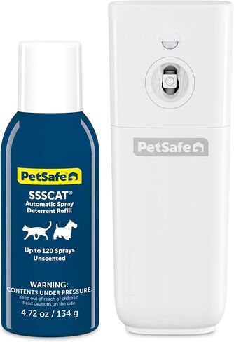 PetSafe SSSCAT Automatic Spray Pet Deterrent - Worlds Leading Motion-Activated Deterrent for Cats and Dogs - Cat Deterrent Spray to Create Off-Limits Areas, Stop Furniture Scratching in Kuwait