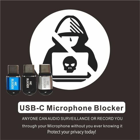 مانع ميكروفون HUAXI USB من النوع C، حارس أمان ميكروفون مضاد للتجسس، حماية فورية للخصوصية، جهاز محمول للخصوصية الصوتية للكمبيوتر المحمول والهاتف والكمبيوتر اللوحي (أسود) in Kuwait