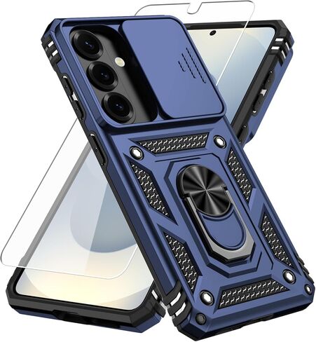 for Samsung Galaxy S26 Case with Camera Lens Cover, HD Screen Protector, 10 FT Military Grade Drop Protection, Magnetic Ring Holder Kickstand Protective Phone Case for Galaxy S26, Blue in Kuwait