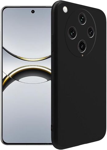 Case for Oppo Find X8 Pro + Glass Screen Protector Tempered Film - Transparent Silicone Soft Flexible Bumper Shockproof TPU Protective Cover Shell (Black) in Kuwait