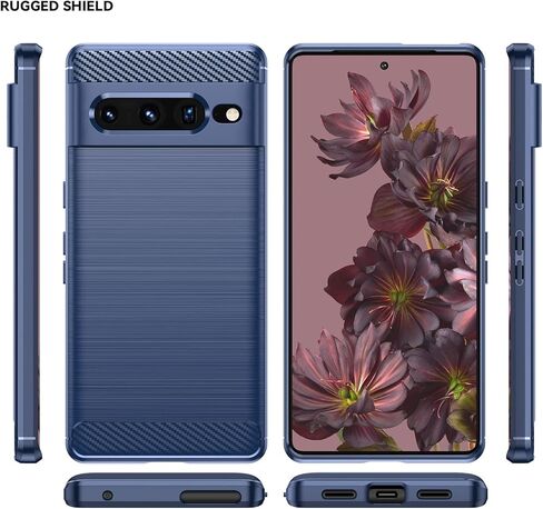حافظة هاتف Asuwish لهاتف Google Pixel 7 Pro 5G مع غطاء واقي شاشة من الزجاج المقسى وملحقات الخلية، سيليكون ناعم من مادة TPU السيليكون النحيف Pixel7Pro Pixel7 XL 7XL Pixle 7Pro للنساء والرجال من ألياف الكربون باللون الأزرق الداكن in Kuwait