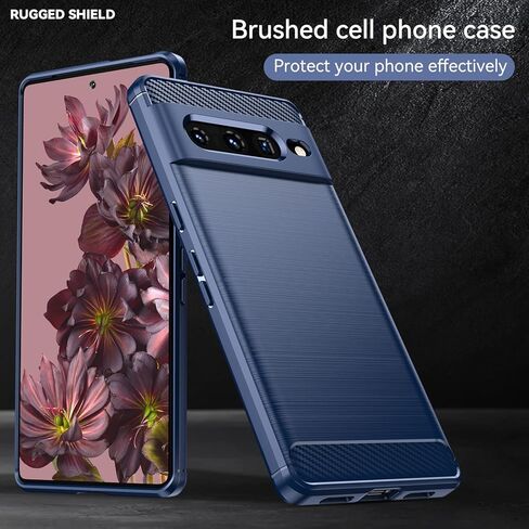 حافظة هاتف Asuwish لهاتف Google Pixel 7 Pro 5G مع غطاء واقي شاشة من الزجاج المقسى وملحقات الخلية، سيليكون ناعم من مادة TPU السيليكون النحيف Pixel7Pro Pixel7 XL 7XL Pixle 7Pro للنساء والرجال من ألياف الكربون باللون الأزرق الداكن in Kuwait