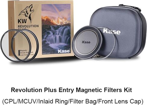 Kase 72mm Magnetic Wolverine Revolution Plus Entry Filters Kit Includes CPL UV Lens Cap & Filter Bag, Shockproof Tempered Optical Glass & Color Coded Rings in Kuwait