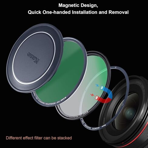 Kase 72mm Magnetic Wolverine Revolution Plus Entry Filters Kit Includes CPL UV Lens Cap & Filter Bag, Shockproof Tempered Optical Glass & Color Coded Rings in Kuwait