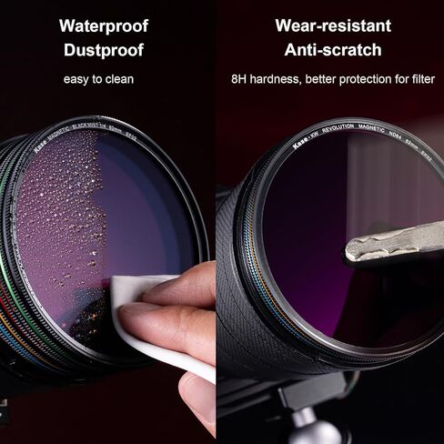 Kase 72mm Magnetic Wolverine Revolution Plus Entry Filters Kit Includes CPL UV Lens Cap & Filter Bag, Shockproof Tempered Optical Glass & Color Coded Rings in Kuwait