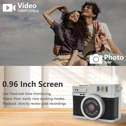 Mini Keychain Camera - 1080P FHD Mini Retro Digital Camera - Tiny Portable Small Cameras Vintage Compact Micro Cameras with 32GB Card, OTG Adapters for Travel/Vlog/Night Shots (Black) in Kuwait