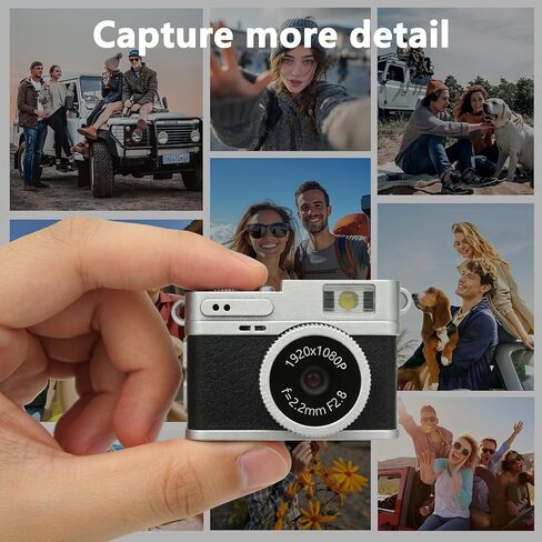Mini Keychain Camera - 1080P FHD Mini Retro Digital Camera - Tiny Portable Small Cameras Vintage Compact Micro Cameras with 32GB Card, OTG Adapters for Travel/Vlog/Night Shots (Black) in Kuwait