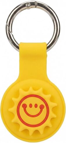 حافظة واقية من Sun Smiley لجهاز Apple AirTag، حامل AirTag من السيليكون اللطيف مع حلقة مفاتيح، ملحق سلسلة مفاتيح مقاومة للخدش من البولي كربونات للمفاتيح والحيوانات الأليفة والحقائب والاستخدام اليومي (أصفر) in Kuwait