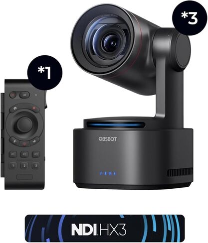 OBSBOT Tail 2 (NDI Activated) Multicam Bundle with Remote, PTZR NDI Camera 4K@60FPS, Pro AI Tracking, 1/1.5" CMOS, 50MP, 5X Optical Zoom, 12X Hybrid Zoom, SDI/HDMI/IP/USB 3.0 Output, Streaming Camera in Kuwait
