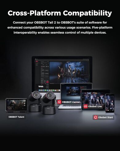OBSBOT Tail 2 (NDI Activated) Multicam Bundle with Remote, PTZR NDI Camera 4K@60FPS, Pro AI Tracking, 1/1.5" CMOS, 50MP, 5X Optical Zoom, 12X Hybrid Zoom, SDI/HDMI/IP/USB 3.0 Output, Streaming Camera in Kuwait
