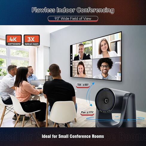 كاميرا TONGVEO PTZ 4K UHD AI تتبع تلقائي 3X زووم بصري HDMI/USB3.0 كاميرا فيديو للمؤتمرات لعبادة الكنيسة اجتماع البث المباشر عبر الإنترنت تعلم مع تكبير YouTube OBS والمزيد in Kuwait