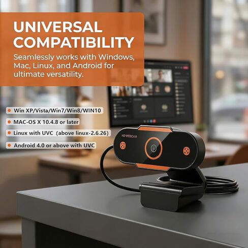 كاميرا ويب خارجية USB صغيرة مع ميكروفون، 1080 بكسل، عدسة واسعة الزاوية، محمولة، لأجهزة الكمبيوتر المحمول والكمبيوتر الشخصي والكمبيوتر المكتبي in Kuwait