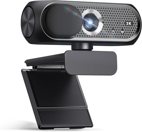 2K Webcam with Microphone, Privacy Cover, Wide-Angle Lens, Auto Light Correction, Plug & Play USB Webcam for Laptop, Desktop, PC, Mac, Zoom, Skype, Streaming (Black) in Kuwait