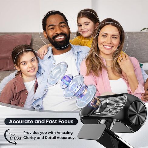2K Webcam with Microphone, Privacy Cover, Wide-Angle Lens, Auto Light Correction, Plug & Play USB Webcam for Laptop, Desktop, PC, Mac, Zoom, Skype, Streaming (Black) in Kuwait