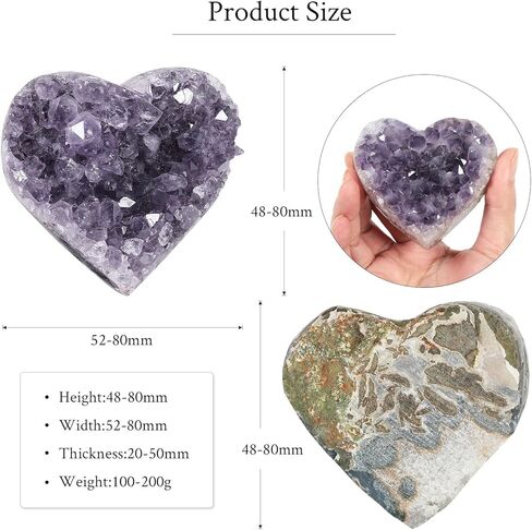 TUMBEELLUWA Heart Shaped Amethyst Crystal Cluster Geode Decorative Rock Raw Crystals and Healing Stones for Home Room Decor, 1.97-3.35 Inch in Saudi Arabia