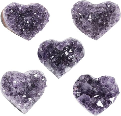 TUMBEELLUWA Heart Shaped Amethyst Crystal Cluster Geode Decorative Rock Raw Crystals and Healing Stones for Home Room Decor, 1.97-3.35 Inch in Saudi Arabia